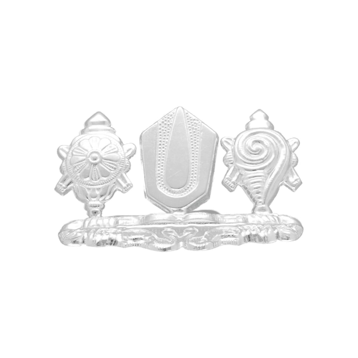Sri Jagdamba Pearls 22 Gram Shankh Chakra Namah Silver Idol